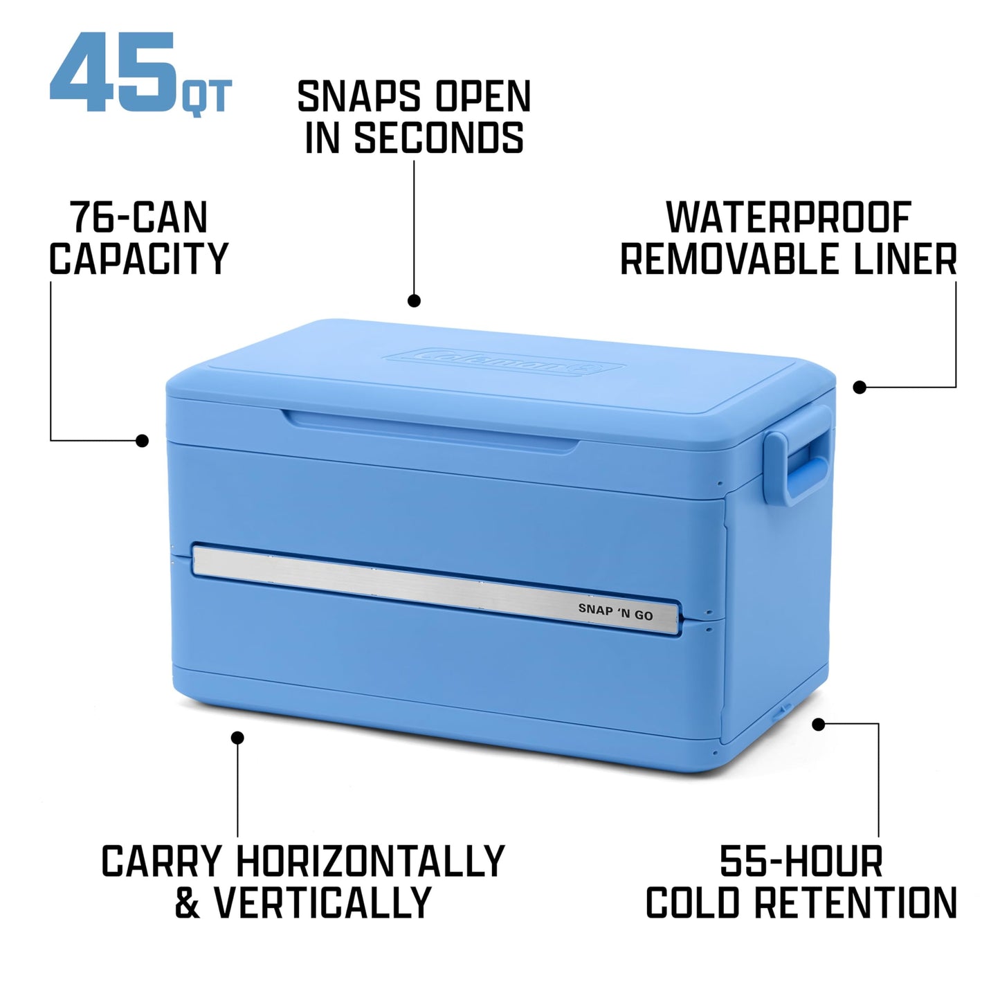⚡ Sets Up in 10 Seconds | 🧊 64 Hours Cold | 💧 Waterproof Removable Liner – Collapsible Hard Cooler, Portable Hard-Sided & Space-Saving