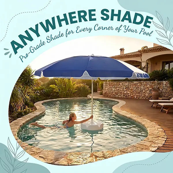 🏖️ Floating Pool Umbrella with Bar 🍹 & Base ⚓ — a portable pool bar table 🍸 featuring cup holder 🥤 and phone stand 📱, plus floating poolside shade ☀️ for ultimate relaxation on the water 🌊.