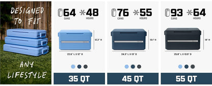 ⚡ Sets Up in 10 Seconds | 🧊 64 Hours Cold | 💧 Waterproof Removable Liner – Collapsible Hard Cooler, Portable Hard-Sided & Space-Saving