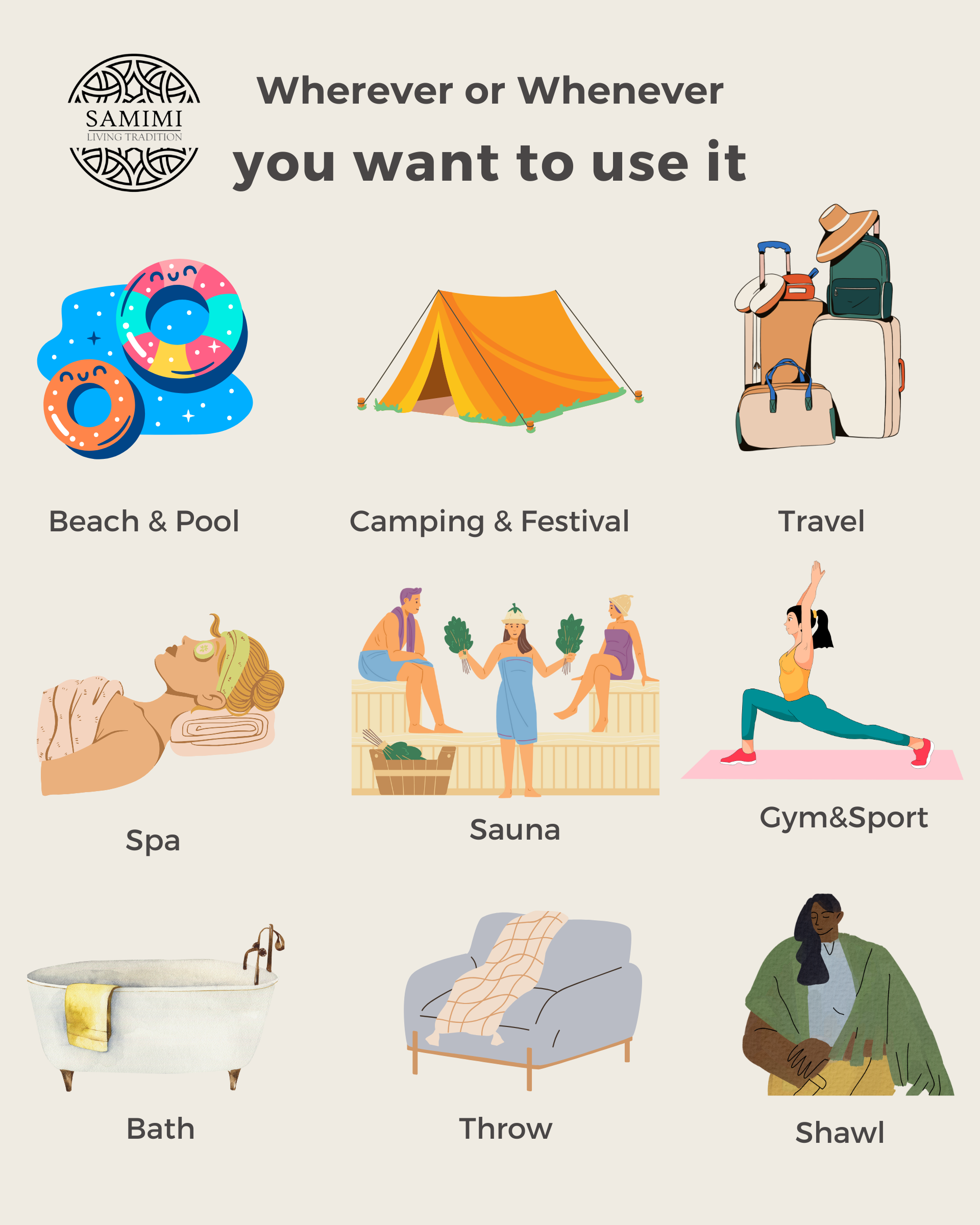 RAINBOW Beach Towel, Turkish Hammam Towel, Spa & Sauna Towel - Anthracite