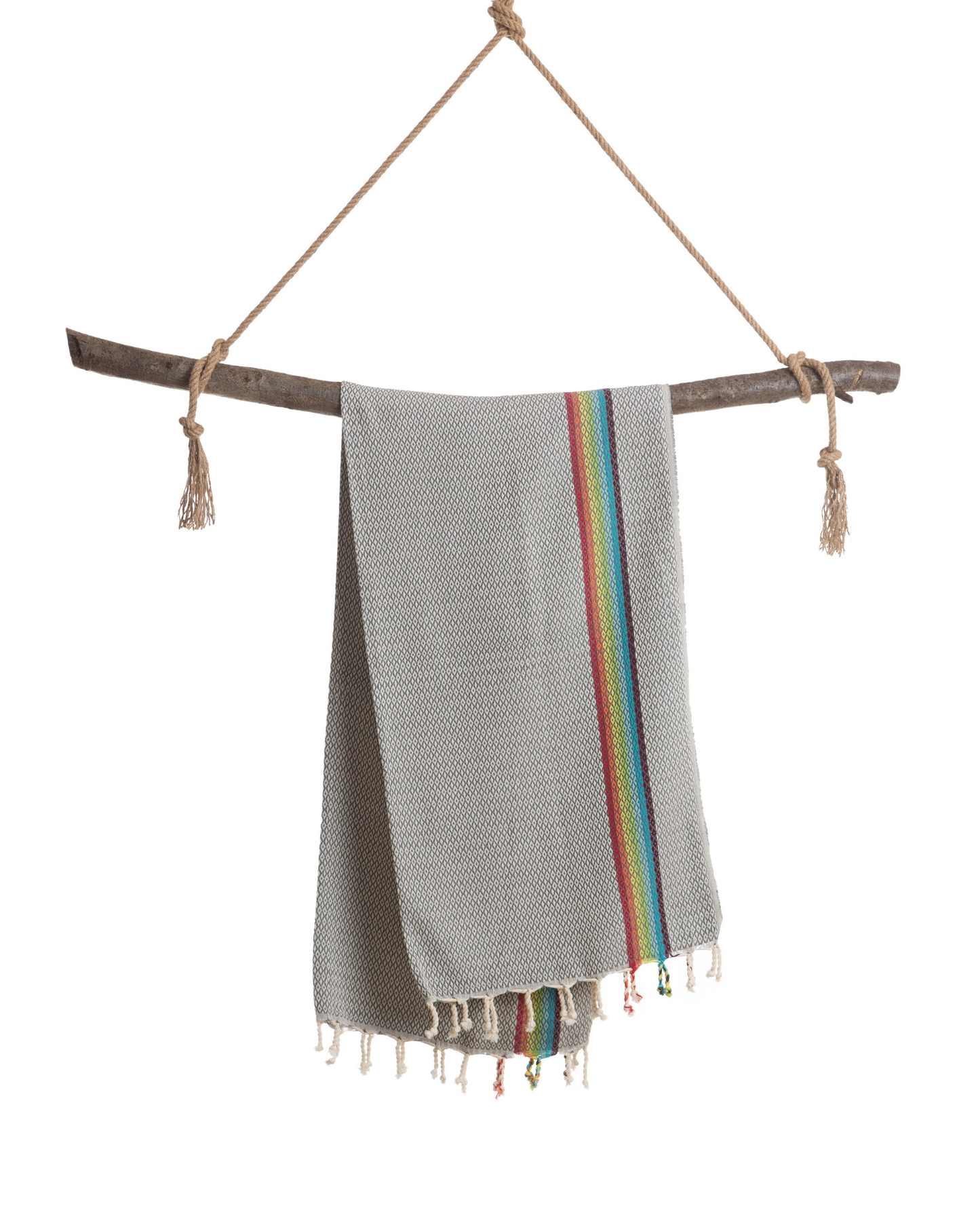 RAINBOW Beach Towel, Turkish Hammam Towel, Spa & Sauna Towel - Anthracite