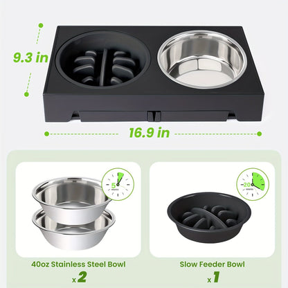 Dog Bowl Stand with 3 Bowls