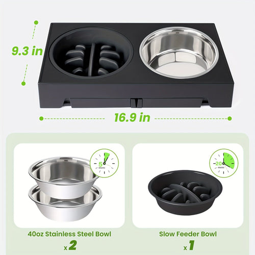 Dog Bowl Stand with 3 Bowls